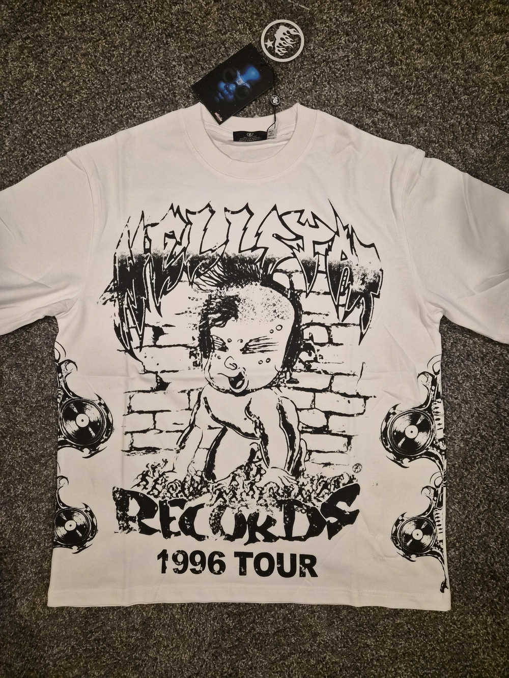 Hellstar White Short Sleeve Graphic Tee - 1996 Tour Records Design